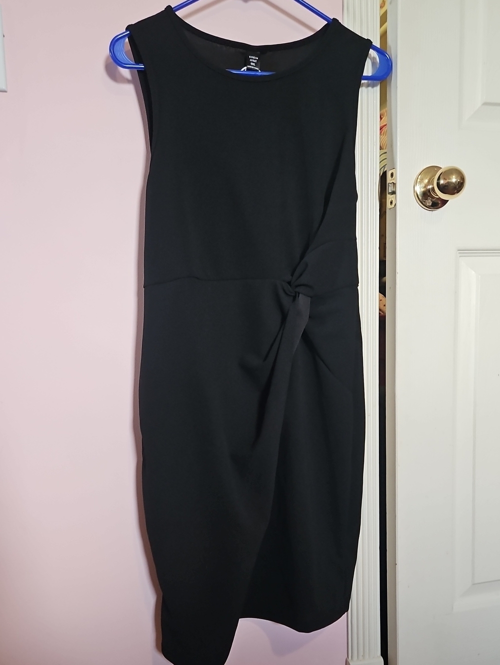SHEIN Black Sleeveless Twist-Detail Midi Dress